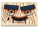 Part No: 26603pb497  Name: Tile 2 x 3 with Dark Orange Wood Grain, Dark Blue Eyebrows, Black Swirl Eyes and Mouth Pattern (Ninjago Dorama's Puppet Face) (Sticker) - Set 71837