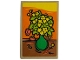 Part No: 26603pb504  Name: Tile 2 x 3 with Signed Painting of Yellow Flowers with Lime Leaves in Bright Green Pot Pattern (Sticker) - Set 42652