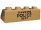 Part No: 3037pb056  Name: Slope 45 2 x 4 with Black 'HAWKINS POLICE DEPT.' on Tan Background Pattern (Sticker) - Set 75810