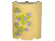 Part No: 30562pb028L  Name: Cylinder Quarter 4 x 4 x 6 with Lavender and Medium Blue Flowers, Leaves and Brick Wall Pattern on Left (Sticker) - Set 41051