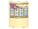 Part No: 30562pb045L  Name: Cylinder Quarter 4 x 4 x 6 with Curved Lattice Windows and Vine with Pink Roses Pattern Model Left Side (Sticker) - Set 41067