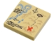 Part No: 3068pb0148  Name: Tile 2 x 2 with Map River, Dark Tan Mountains, Handwriting and Red 'X' Pattern