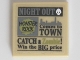 Part No: 3068pb0598  Name: Tile 2 x 2 with Newspaper 'NIGHT OUT', 'MONSTER ROCK', 'Comes to TOWN' and 'CATCH a Zombie! Win the BIG price' Pattern (Sticker) - Set 10228