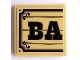 Lot ID: 225336563  Part No: 3068pb0821  Name: Tile 2 x 2 with Black 'BA' on Wood Plaque Background Pattern (Sticker) - Set 70800