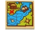 Part No: 3068pb0906  Name: Tile 2 x 2 with Map Blue Water, Lime Land, Sailing Ship, Treasure Chest and Red 'X' Pattern