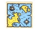 Lot ID: 381830910  Part No: 3068pb0929  Name: Tile 2 x 2 with Map Blue Water, Yellow Land, Black Pirate Ship, Compass Rose, White Skeleton Head and Red 'X' Pattern