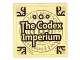 Part No: 3068pb1017  Name: Tile 2 x 2 with Book Cover with Gold Corners, Runes, and 'The Codex Imperium' Pattern (Sticker) - Set 76060