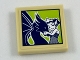 Lot ID: 380718077  Part No: 3068pb1123  Name: Tile 2 x 2 with Framed Picture of Dark Blue Dragon and Rosalyn Nightshade on Lime Background Pattern (Sticker) - Set 41187