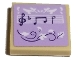 Part No: 3068pb1711  Name: Tile 2 x 2 with Dark Purple Treble Clef and Notes, White Scale and Leaves on Lavender Background Pattern (Sticker) - Set 41193