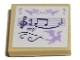 Part No: 3068pb1712  Name: Tile 2 x 2 with Dark Purple Treble Clef, Notes, and 'mp', Lavender Scale and Dragon Silhouette on White Background Pattern (Sticker) - Set 41193