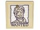 Part No: 3068pb2091  Name: Tile 2 x 2 with Tan Poster with Smiling Man Flynn Rider on White Background and 'WANTED' Pattern (Sticker) - Set 43205