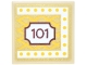 Part No: 3068pb2827L  Name: Tile 2 x 2 with Gold Marquee Sign, Reddish Brown Number 101, White Border with Yellow Dots and Diamond Lattice Pattern Model Left Side (Sticker) - Set 43302
