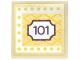 Part No: 3068pb2827R  Name: Tile 2 x 2 with Gold Marquee Sign, Reddish Brown Number 101, White Border with Yellow Dots and Diamond Lattice Pattern Model Right Side (Sticker) - Set 43302