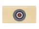 Part No: 3069pb0455  Name: Tile 1 x 2 with Dark Bluish Gray, Black, Light Bluish Gray and Red Circle Button Pattern (Sticker) - Set 76052