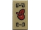 Part No: 3069pb0935  Name: Tile 1 x 2 with Red Apple and Black Geometric Pattern (Sticker) - Set 70657