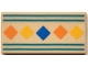 Part No: 3069pb1314  Name: Tile 1 x 2 with Orange, Yellow and Blue Squares, Dark Turquoise Border Lines Pattern