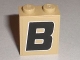 Part No: 3245cpb001  Name: Brick 1 x 2 x 2 with Inside Stud Holder with Black Capital Letter B with White Outline Pattern (Sticker) - Set 8211
