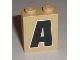 Part No: 3245cpb002  Name: Brick 1 x 2 x 2 with Inside Stud Holder with Black Capital Letter A with White Outline Pattern (Sticker) - Set 8211