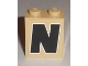Part No: 3245cpb003  Name: Brick 1 x 2 x 2 with Inside Stud Holder with Black Capital Letter N with White Outline Pattern (Sticker) - Set 8211