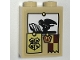 Part No: 3245cpb167  Name: Brick 1 x 2 x 2 with Inside Stud Holder with Black Owl, Gold Hogwarts Crest and Gryffindor Banner Pattern (Sticker) - Set 75968