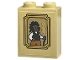 Part No: 3245cpb221  Name: Brick 1 x 2 x 2 with Inside Stud Holder with Picture of Man with Staff and Symbol in Gold Frame Pattern (Sticker) - Set 40577