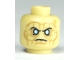 Part No: 3626bpb0632  Name: Minifigure, Head Alien with Bright Light Blue Eyes, Dark Tan Eye Shadow and Wrinkles, Furrowed Brow, Angry Frown Pattern - Blocked Open Stud