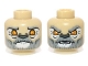 Part No: 3626cpb0969  Name: Minifigure, Head Dual Sided Alien Chima Lion with Orange Eyes and Gray and White Beard, Closed Mouth / Open Mouth Pattern (Lagravis) - Hollow Stud