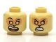Lot ID: 408306799  Part No: 3626cpb2642  Name: Minifigure, Head Dual Sided Alien Black Eyebrows, Nougat Face, Gold Eyes, Wide Open Mouth Smile with Top Teeth and Red Tongue / Angry Bared Teeth Pattern - Hollow Stud