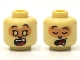 Part No: 3626cpb2772  Name: Minifigure, Head Dual Sided Alien Black Eyebrows, Nougat Face, Gold Eyes and Surprised Open Mouth with Top Teeth and Red Tongue / Sleeping with Drool Pattern - Hollow Stud