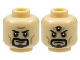 Part No: 3626cpb3060  Name: Minifigure, Head Dual Sided Black Eyebrows and Goatee, Dark Tan Cheek Lines and Chin Dimple, Neutral / Scowl with Third Eye Pattern - Hollow Stud