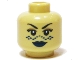 Part No: 3626pb0410  Name: Minifigure, Head Female Black Eyebrows, Eyelashes, Dark Tan Eye Shadow, Dark Blue Lips and Markings, Grin Pattern