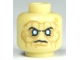Part No: 3626pb0632  Name: Minifigure, Head Alien with Bright Light Blue Eyes, Dark Tan Eye Shadow and Wrinkles, Stern Pattern