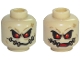 Part No: 3626pb1728  Name: Minifigure, Head Dual Sided Alien with Red Eyes, Dark Tan Patches with Stitches Front and Back, Closed / Open Mouth Pattern (Scarecrow)