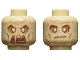Part No: 3626pb2267  Name: Minifigure, Head Dual Sided Reddish Brown Eyebrows, Cheek Lines, Mouth, Medium Nougat Spots, Neutral / Fierce Pattern