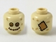 Part No: 3626pb2289  Name: Minifigure, Head Dark Tan Scuff Marks, Bright Light Orange and Medium Nougat Button Eyes, Stitched Mouth (Scarecrow) Pattern