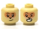 Part No: 3626pb2774  Name: Minifigure, Head Dual Sided Alien Female Black Eyebrows, Eyelashes, Nougat Face, Bright Pink Cheeks, Lopsided Grin with Dimple / Wink and Open Mouth Smile with Teeth Pattern