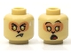 Part No: 3626pb2775  Name: Minifigure, Head Dual Sided Alien Black Eyebrows, Gold Eyes, Nougat Face, Neutral with Fang and Sweat Drop / Surprised Open Mouth with Red Tongue Pattern