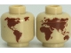 Lego part: Minifigure, Head without Face with Reddish Brown Globe World Map with Japan and Hawaii Pattern