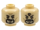 Part No: 3626pb3060  Name: Minifigure, Head Dual Sided Black Eyebrows and Goatee, Dark Tan Cheek Lines and Chin Dimple, Neutral / Scowl with Third Eye Pattern