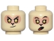 Part No: 3626pb3547  Name: Minifigure, Head Dual Sided Alien Black Eyebrows, Gold Eyes, Nougat Face, Smirk / Surprised Open Mouth with Red Tongue Pattern