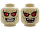 Part No: 3626pb3921  Name: Minifigure, Head Dual Sided Alien with Red Eyes, White Glints, Dark Tan Wrinkles, Clenched Teeth / Open Mouth Grin Pattern