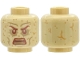 Part No: 3626pb4103  Name: Minifigure, Head Alien Sandy Texture, Reddish Brown Eyebrows and Eyes, Dark Tan and Medium Nougat Speckles, Cracks, Veins, and Cheek Lines, Angry Open Mouth with Teeth Pattern