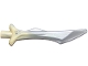 Part No: 37680pb01  Name: Minifigure, Weapon Sword, Blade with Bar and Spike on Top, Marbled Flat Silver Pattern