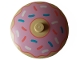 Part No: 3960pb073  Name: Dish 4 x 4 Inverted (Radar) with Solid Stud with Donut / Doughnut with Bright Pink Frosting and Coral, Dark Azure, and White Sprinkles Pattern