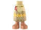 Part No: 59595c00pb12  Name: Mini Doll Hips and Skirt Long, Dark Tan Panels and Triangles, Bright Light Orange Flowers, Red Sash Ends, Medium Nougat Legs and Feet Pattern - Thick Hinge