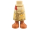 Part No: 59595c00pb26  Name: Mini Doll Hips and Skirt Long with Molded Sienna Legs and Feet and Printed Dark Tan Panels and Triangles, Slit in Front, Bright Light Orange Geometric Design, Red Sash Ends Pattern - Thick Hinge