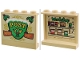 Lego part: Panel 1 x 4 x 3 with Side Supports - Hollow Studs with Gold Mail Horn, 'POST' and 'NORTH POLE' on Outside and Bright Green 'Workshop', Paint and Brushes on Inside Pattern Model Right Side (Stickers) - Set 40746