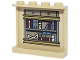 Lego part: Panel 1 x 4 x 3 with Side Supports - Hollow Studs with Dark Tan and Gold Shelf with Drawers, White Mask and Dark Red, Olive Green and Sand Blue Books Pattern (Sticker) - Set 10351