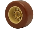 Lego part: Wheel 30 x 15 with Pin Hole with Molded Reddish Brown Hard Plastic Tire Pattern