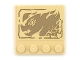 Part No: 6179pb209  Name: Tile, Modified 4 x 4 with Studs on Edge with Dark Tan Cracked Rock Dragon Head Flame Pattern (Sticker) - Set 70655